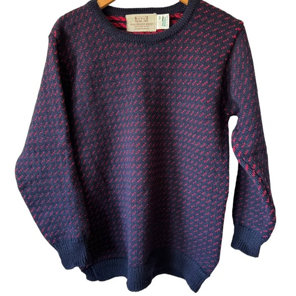 Ralph Lauren Birdseye Pattern Cotton Knit Sweater, Women's Size M cotton brown type Vintage Second Hand